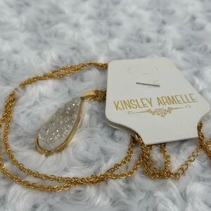 Kinsley Armelle Long Druzy Pendant Chain Necklace